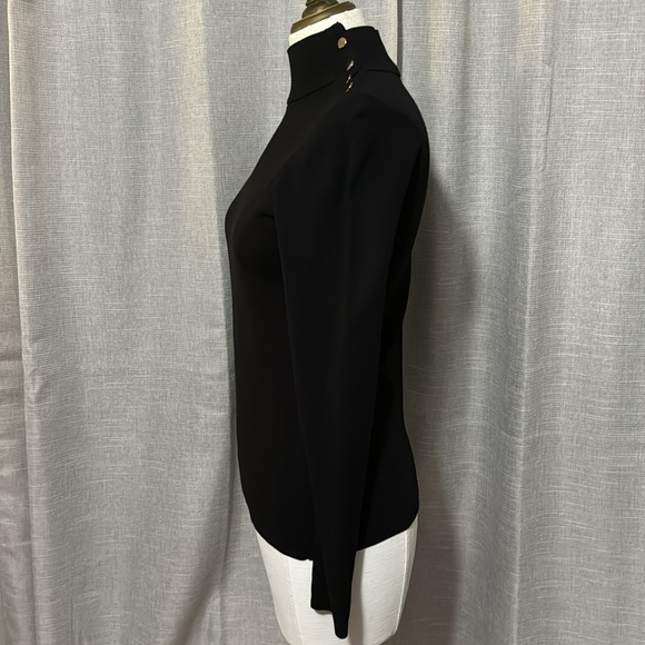 Ann Taylor Black Mock Neck Sweater-Button Detail @ Neck-Sz S Petite-Viscose-EUC - Picture 6 of 16